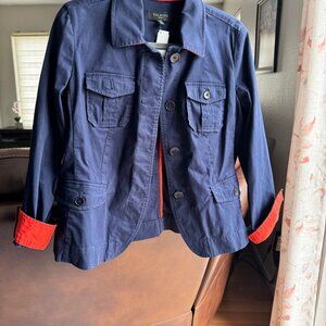 TALBOTS NAVY BUTTON SHORT TRENCH COAT